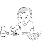 指をしゃぶる時に、わさび醤油をつける赤ちゃん